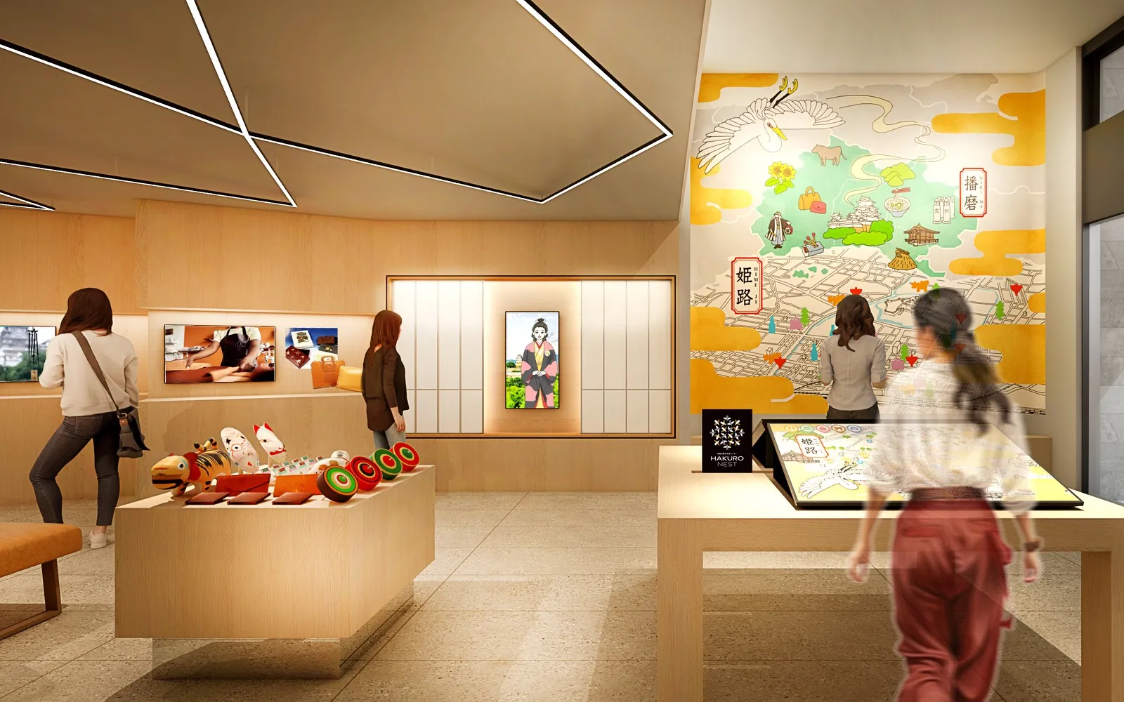 姫路・播磨の観光情報を展示する内観パース